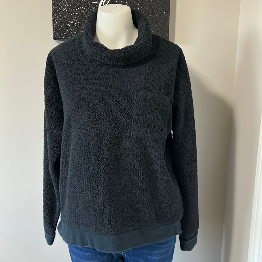 Vineyard Vines Funnel Neck Boxy Sweatshirt Black Top Sz M